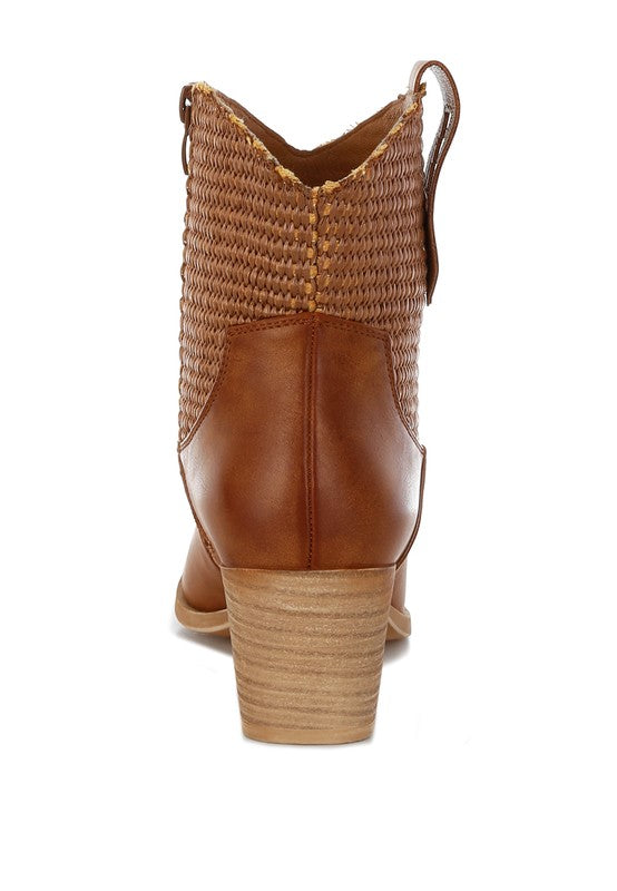 Big Mood Raffia & Faux Leather Cowboy Boots