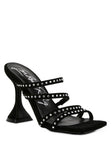 FACE ME STUDDED MID HEEL MULTI STRAP SANDALS