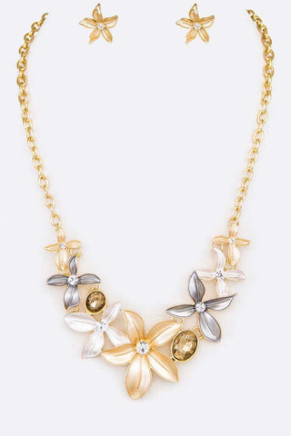 Mix Flower Statement Necklace Set