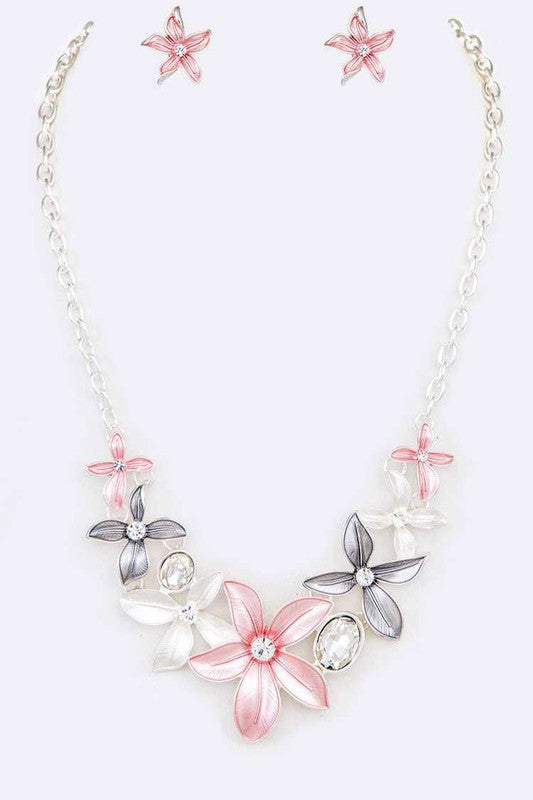 Mix Flower Statement Necklace Set