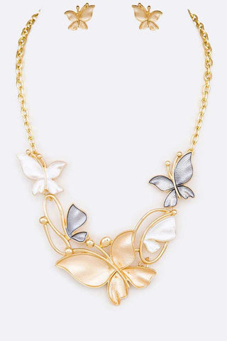 Butterfly Enamel Statement Necklace Set