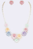 Flower Enamel Collar Necklace Set