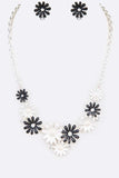 Flower Enamel Collar Necklace Set