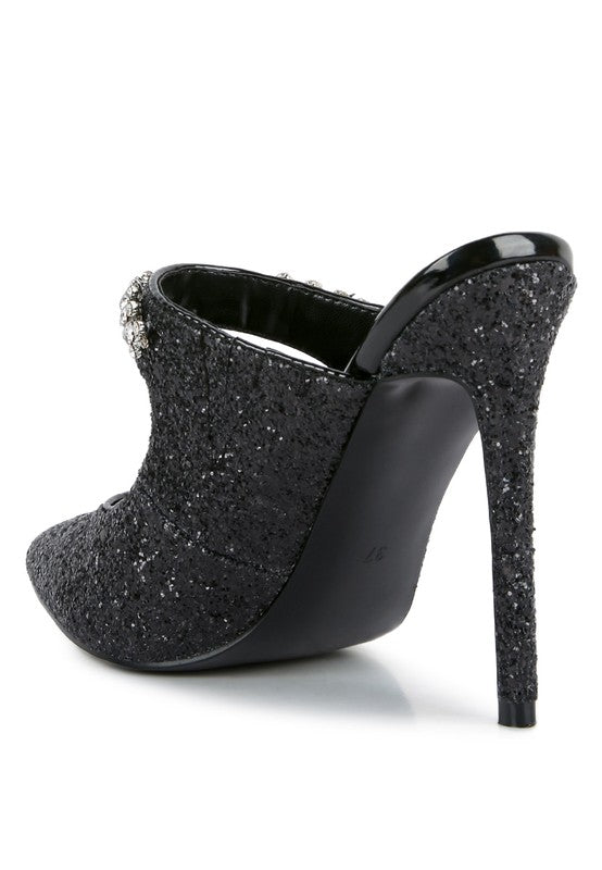 Twinklet Glitter Diamante High Heeled Sandals