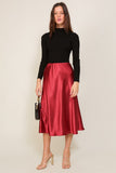 Satin Midi Flare Skirt