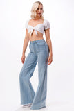 Wide Leg Denim Pants Jeans Western Style