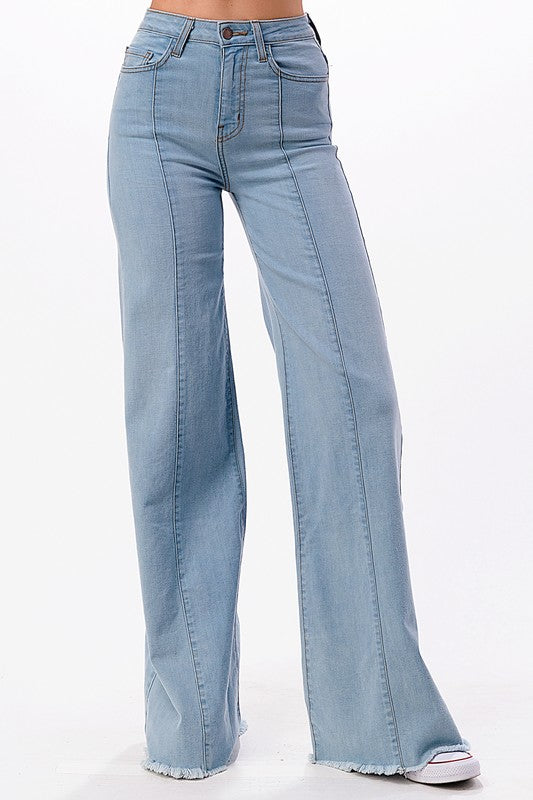 Wide Leg Denim Pants Jeans Western Style