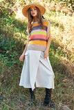 Crochet Multi Striped Pullover Knit Sweater Vest