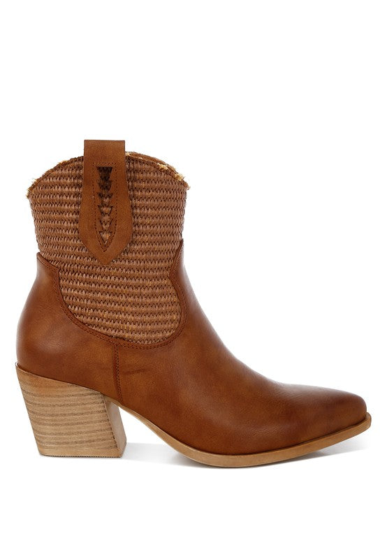 Big Mood Raffia & Faux Leather Cowboy Boots