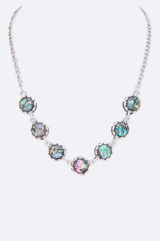 Vintage Inspired Abalone Round Station Necklace