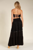 Lace Combo Tier Ruffle Maxi Skirt