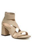 Benicia Elastic Strappy Block Heel Sandals