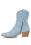 Nigara Cut Out Detail Denim Cowboy Boots