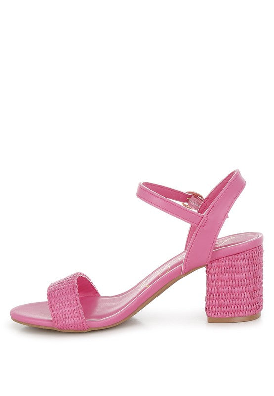 Tulata Raffia Pin Buckle Block Heels