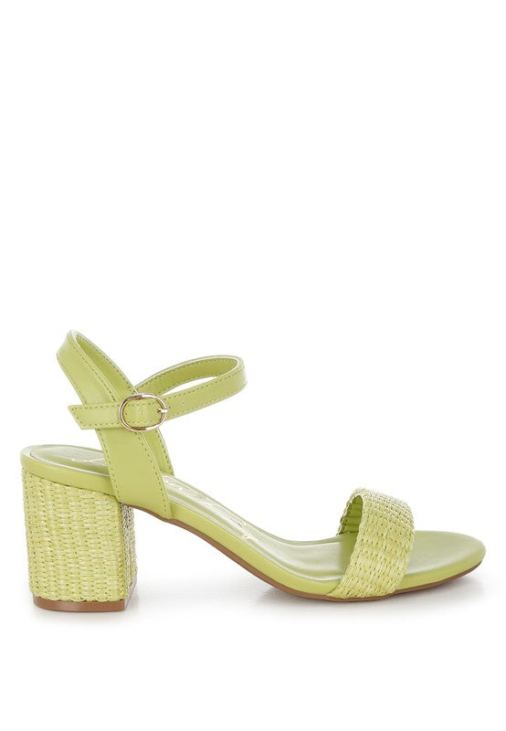 Tulata Raffia Pin Buckle Block Heels