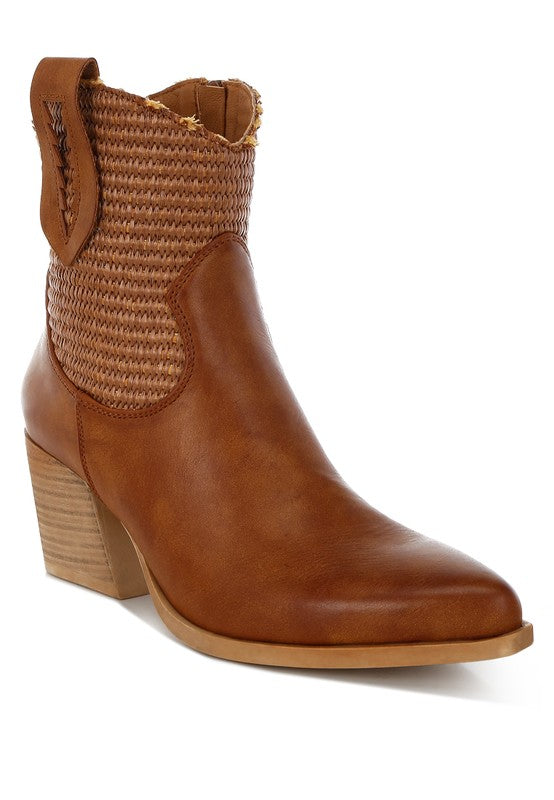 Big Mood Raffia & Faux Leather Cowboy Boots